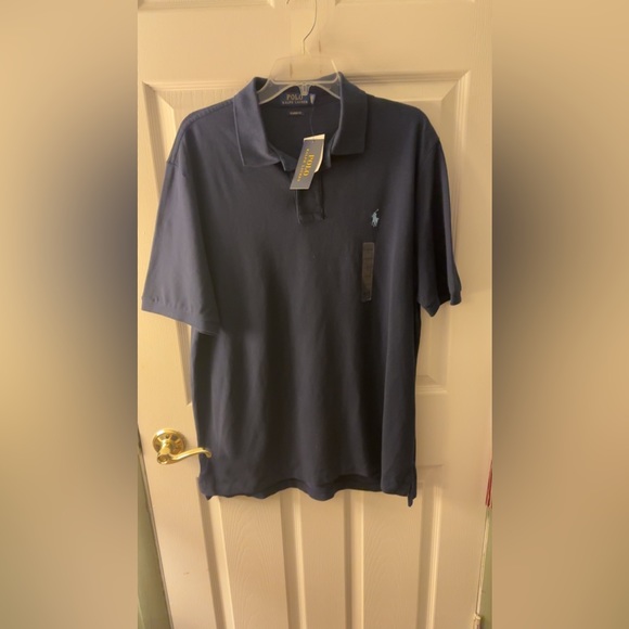 NWT Ralph Lauren Navy Blue Polo With Light Blue Logo - Picture 1 of 5